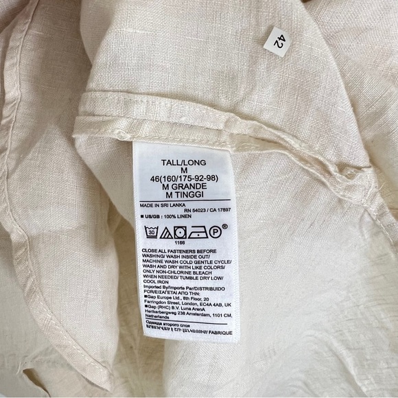 NWT New Banana Republic 100% Linen Cream Casual Button Down Shirt M Tall - Picture 7 of 8